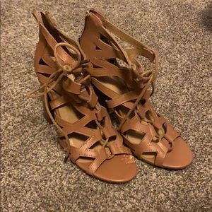 Strappy brown heels